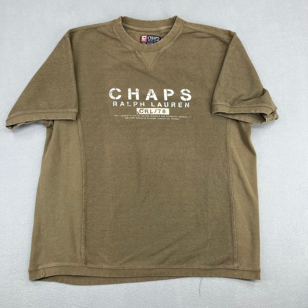 Chaps Ralph Lauren Mens Short Sleeve Sweatshirt Brown Graphic CRL 78‎ XL
